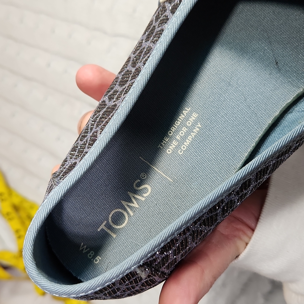 Toms Black Snake w/Silver Glitter Light Blue 8.5W Casual - Picture 6 of 8